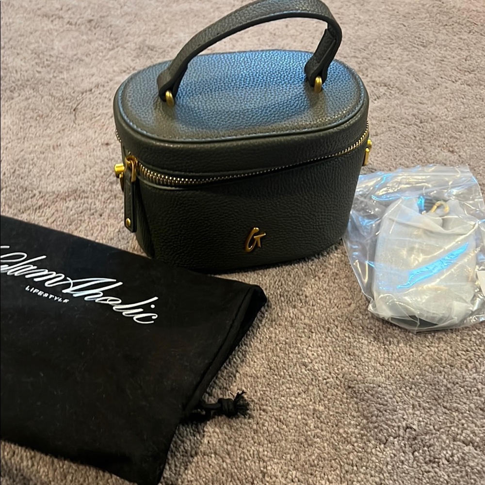 Olive Green Handbag with Gold Accents